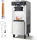 Commercial Ice Cream Machine, 20-28L/H Yield, 2200W 3-Flavor Freestanding Soft Serve Ice Cream Maker with 2 x 6L