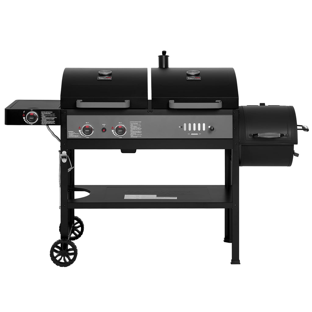 ZH3006Y 2-Burner Gas and Charcoal Grill Combo, Offset Smoker