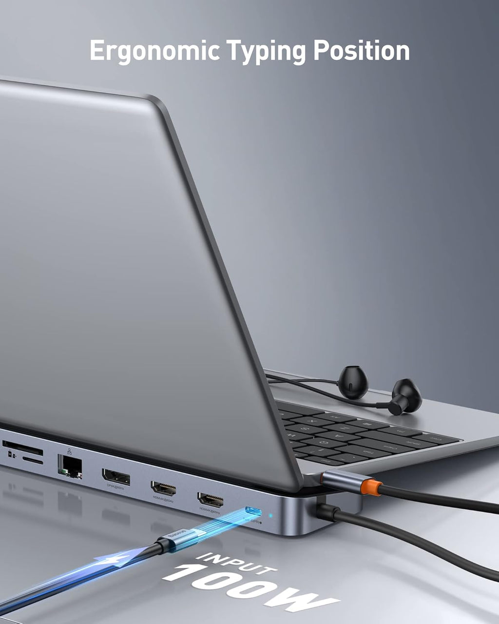 Laptop Docking Station, 4K Multitasking Docking Station with 2 HDMI+DP, PD, 3 USB-A, RJ45, Audio, TF/SD Card Reader