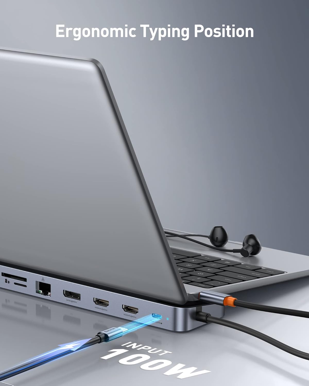 Laptop Docking Station, 4K Multitasking Docking Station with 2 HDMI+DP, PD, 3 USB-A, RJ45, Audio, TF/SD Card Reader