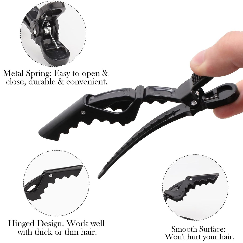 24pcs Hair Clips for Styling, Sectioning, Coloring, Cutting - Alligator Salon Pro Hair Clips for Barber, Unisex, Adult