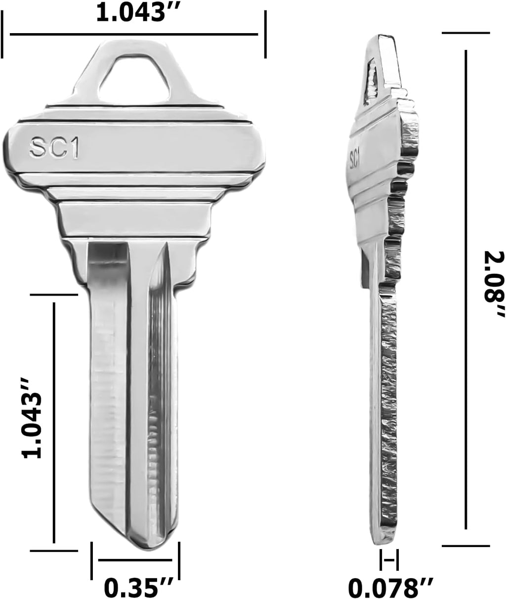 50 Key Blanks in Premium Brass – 30 KW1 & 20 SC1 Blank Keys Compatible with 5-Pin Locks