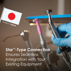 Star-Type Push Button Latch Contra Angle - Low-Speed Attachment, Accepts RA Latch Burs, Quick-Release Push Button