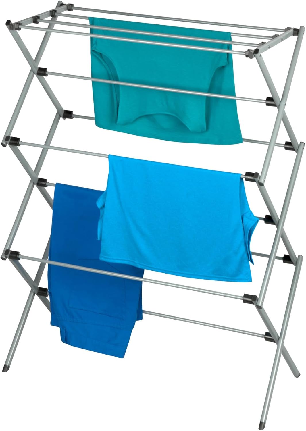 Deluxe Metal Collapsible Clothes Drying Rack, 50 lbs, 29" x 14.2" x 42.1", White & Grey