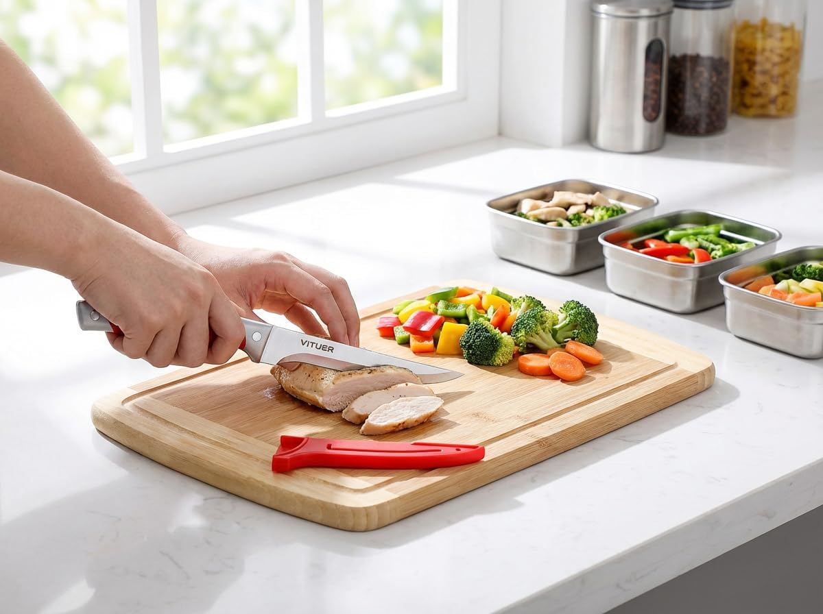 Boning Knife, 6PCS Fillet Knives (3PCS Filet Knives and 3PCS Knife Cover), 6 Inch Curved Boning Knife for Meat, Fish