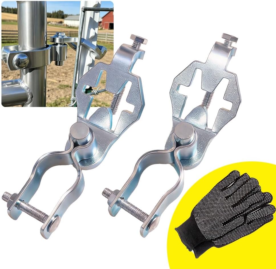 T Post Gate Hinge Kit, 2-Pack Heavy Duty Hot-Dip Galvanized Steel Hinge Pins with 1-5/8" Female Hinges, 200 Degree