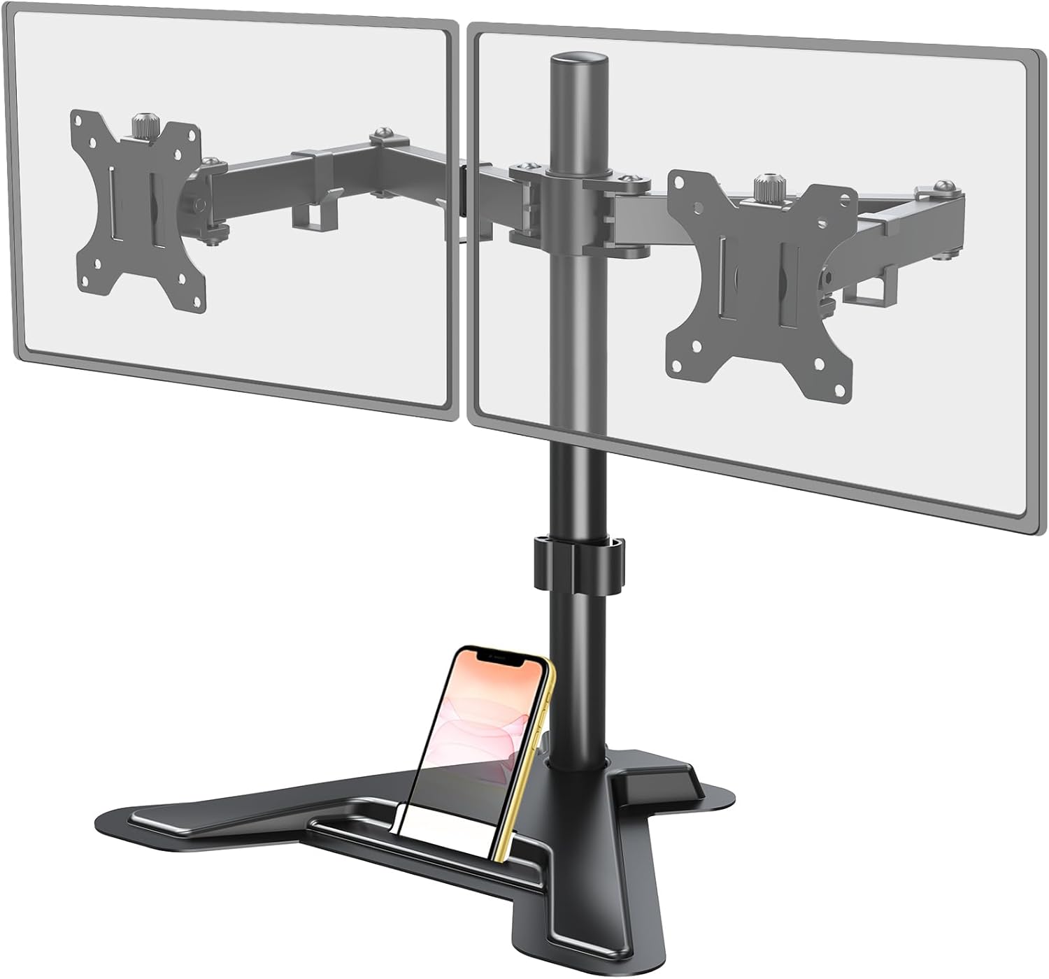 Dual Monitor Stand, Free-Standing Full Motion Monitor Desk Mount Fits 2 Screens up to 27 inches,17.6lbs with Height