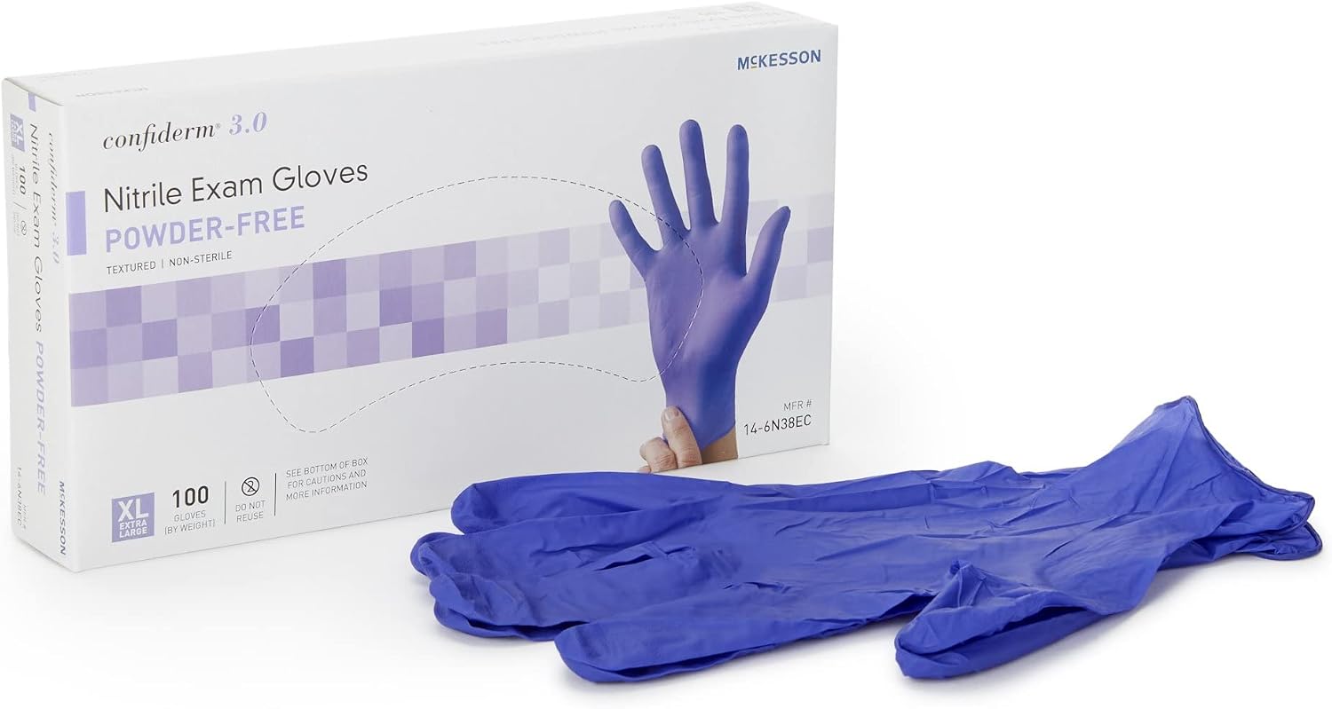 Confiderm 3.0 Disposable Nitrile Exam Glove Standard Cuff Length | Exam Glove,Blue,Nitrile,NonSterile,Not Made with