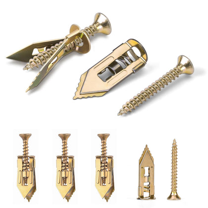 180 Pcs Self-Drilling Drywall Anchors with Screws Kit, Zinc Plated Steel, Easy Application No Drill or Holes in Wall