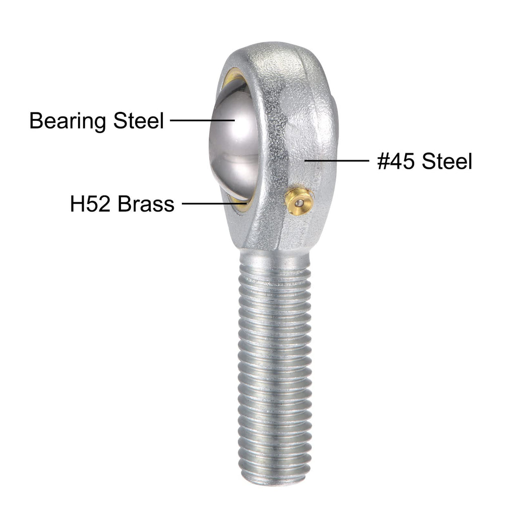 uxcell 2pcs POS12 Spherical Rod End Bearing 12mm Bore Self-Lubricated Joint Bearing M12x1.75 Left Hand Male Thread Connector