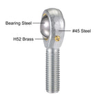 uxcell 2pcs POS12 Spherical Rod End Bearing 12mm Bore Self-Lubricated Joint Bearing M12x1.75 Left Hand Male Thread Connector