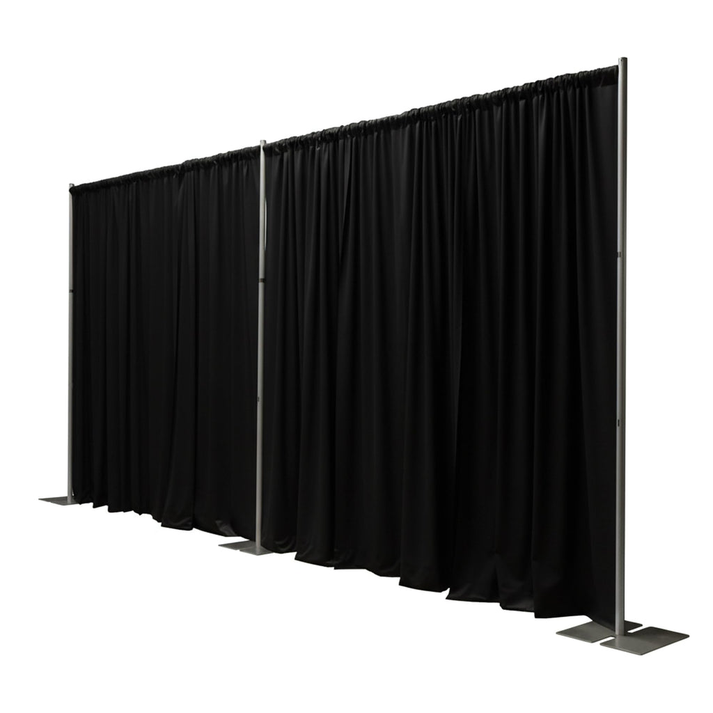 8 Foot Tall Fixed Height Portable Pipe and Drape Backdrop Kit, 8ft x 20ft Breakapart, Black Drapes (BBD9990820CDPR750)