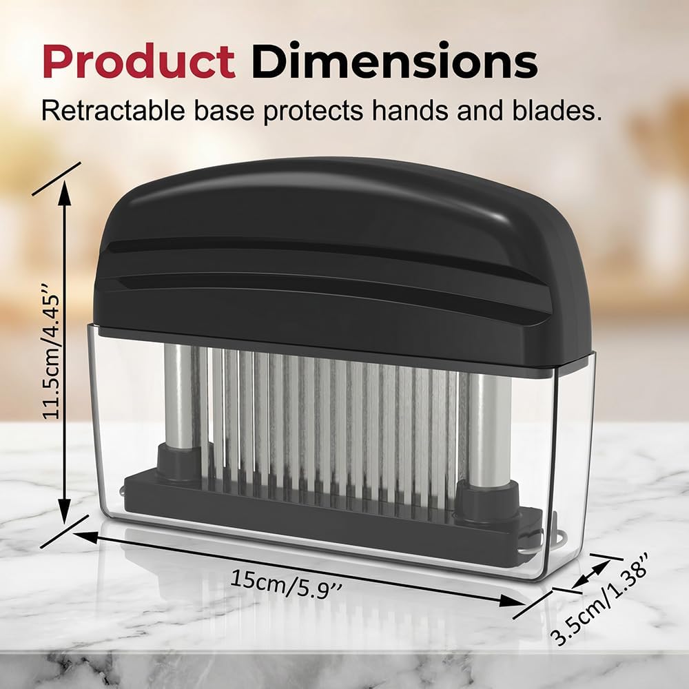 Professional Spring-Loaded Meat Tenderizer, 2026 Upgrade Meat Tenderizer Tool with 48 Stainless Steel Sharp Needle