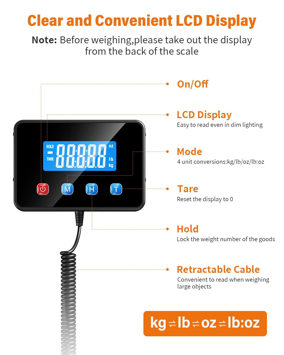 Shipping Scale, 0.5oz-440lb Digital Postal Scale for Packages | High Accuracy for Packages, Mail, Luggage, Pet, Food