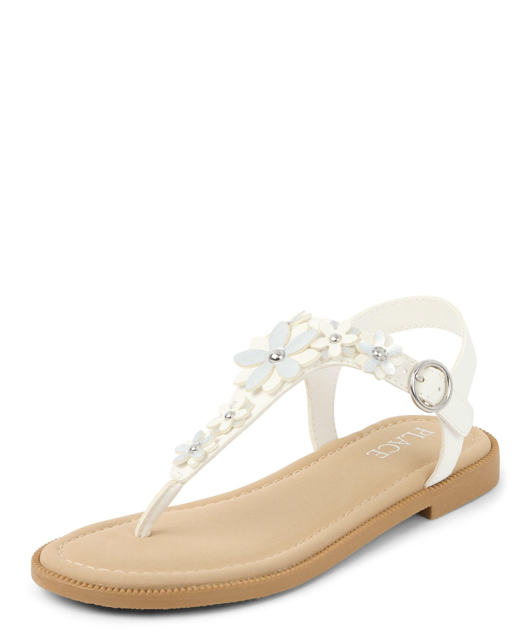 T-Strap Sandals,White Floral,13