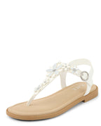 T-Strap Sandals,White Floral,13