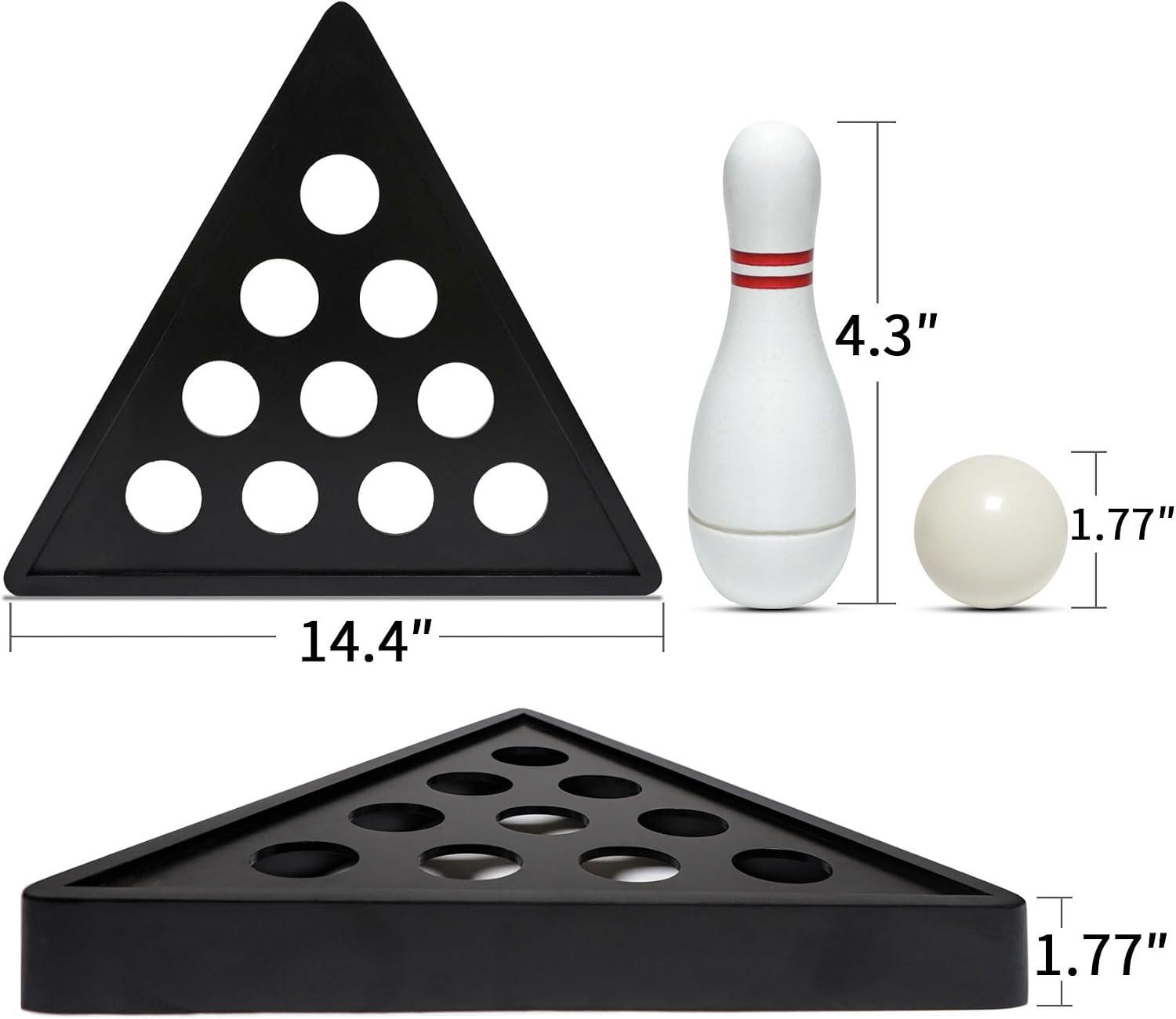 Shuffleboard Bowling Pin Set with 10 Pcs Premium Hardwood Bowling Pins Durabel Triangular Pinsetter Resin Bowling