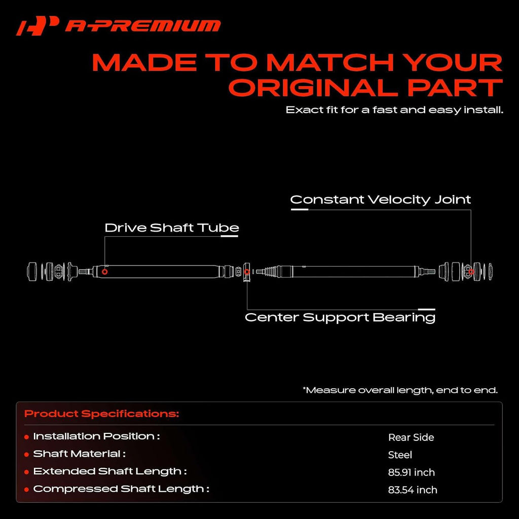 A-Premium Rear Drive Shaft Prop Shaft Driveshaft Assembly [Automatic Trans]