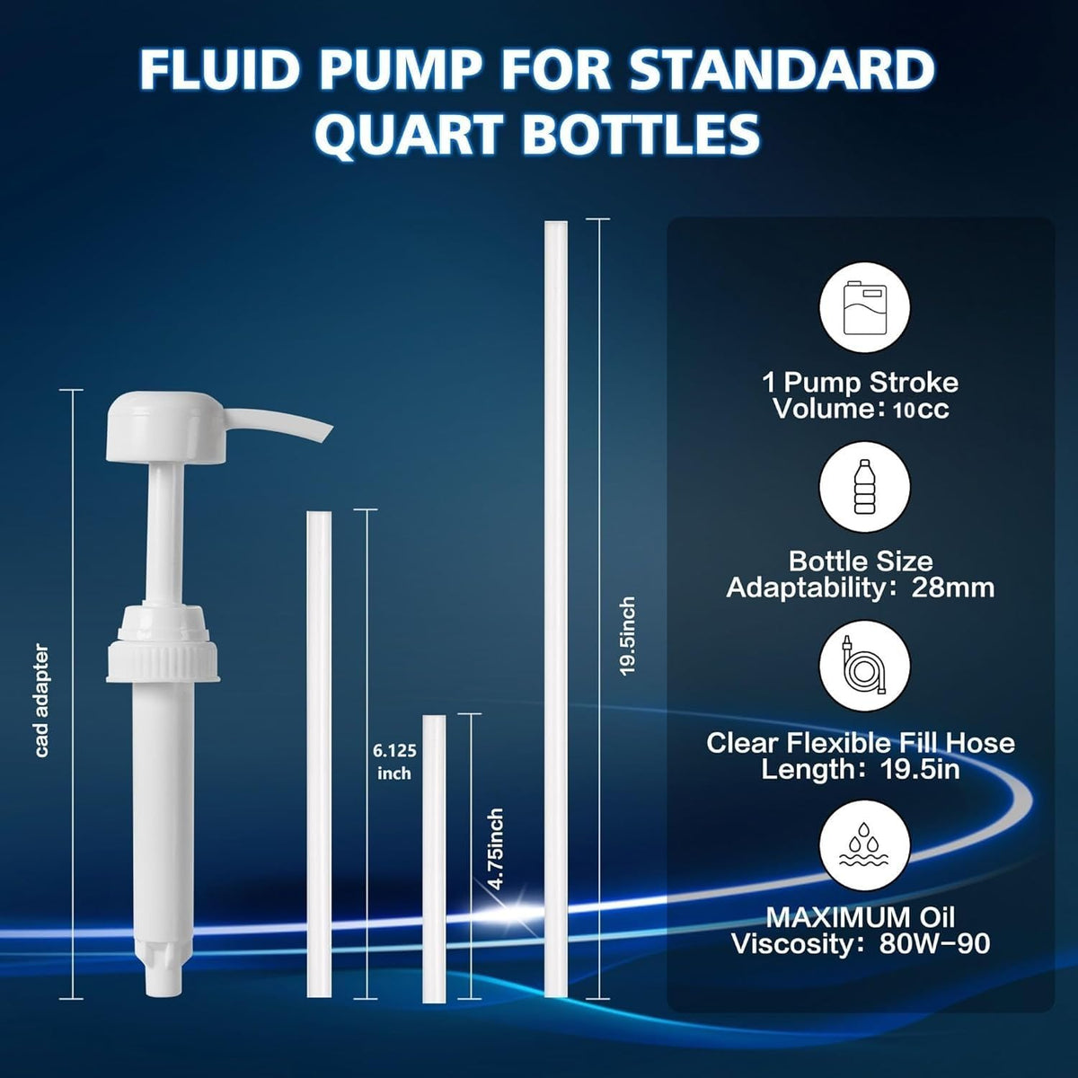 Fluid Pump for Standard Quart Bottles, 10cc Per Pump Stroke