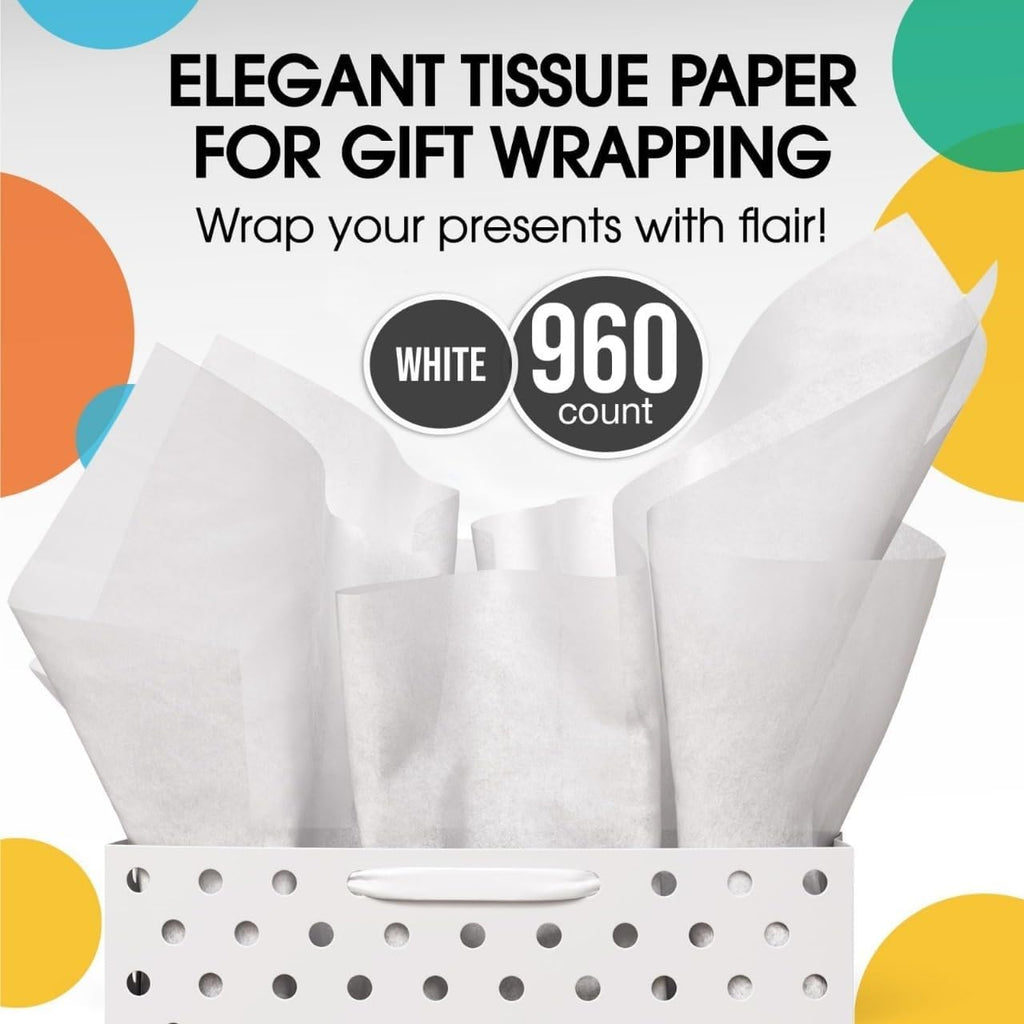 Party Solids White Tissue Paper for Gift Bags 20" X 30"