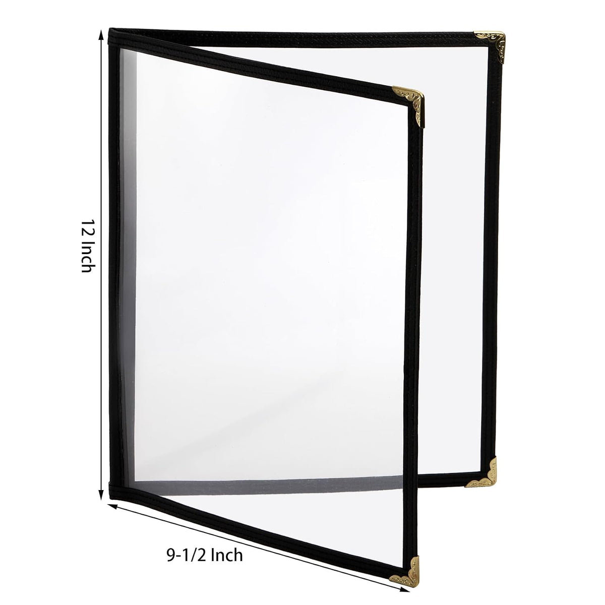 12 Pcak Restaurant Menu Covers, 8.5 X 11 Inch Menu Covers, 2 Page 4 View Transparent Menu Holders for Bar Cafe