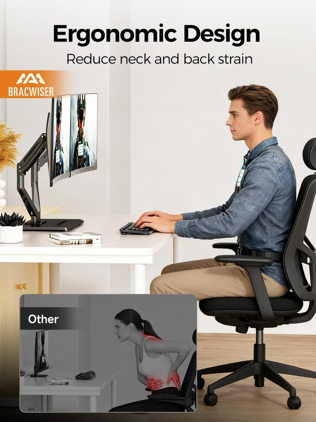 Dual Monitor Stand Free Standing Desk Mount, Premium Dual Monitor Arm Fits Two Screens up to 40 inch 26.45 lbs Fully