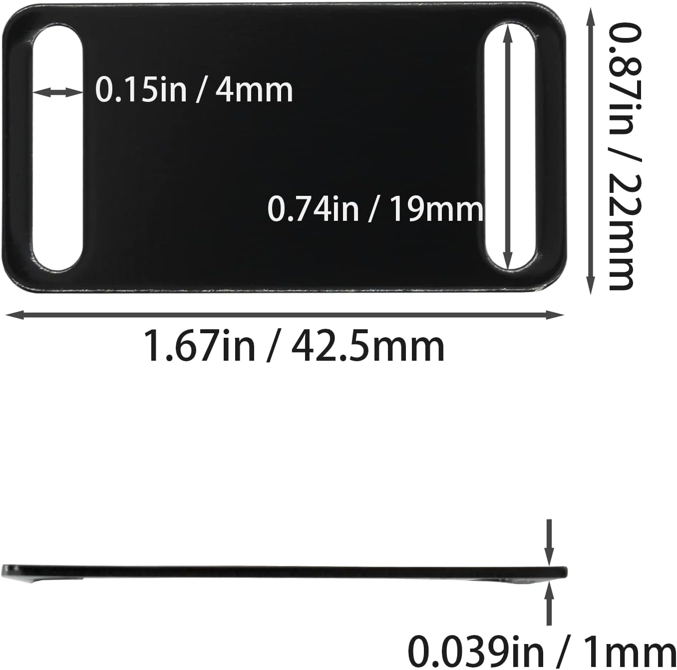 Aluminum Engraving Blanks Tags Stamping Blanks Tags Blank Dog Tag Pet ID Tag 25 Pieces (Black)