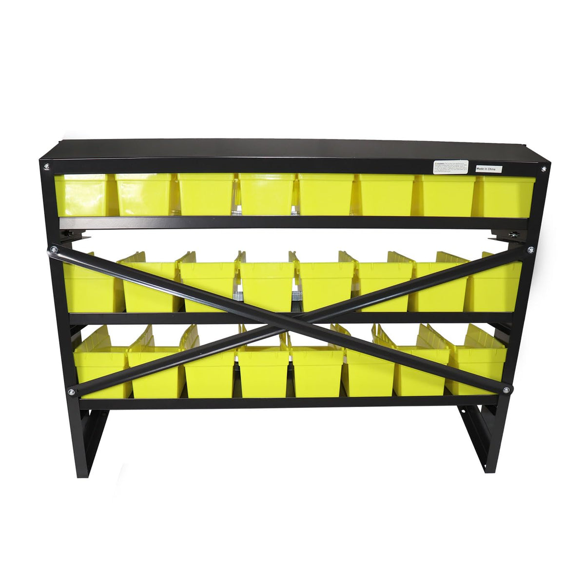 3-Tier 24 Bin Benchtop Steel Parts Storage Rack Single Sided