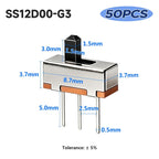 50PCS Micro SPDT Slide Switch 1p2t Mini Toggle ON Off Switches 2Position 3Pin SS12D00-G3