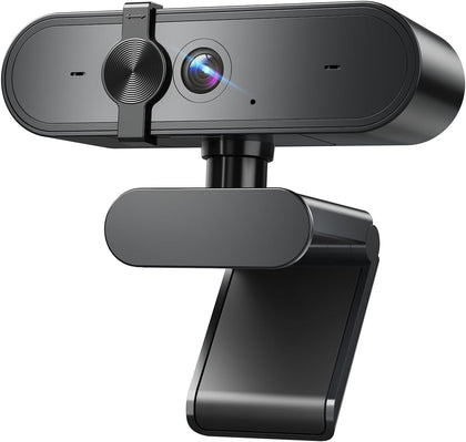 1080P Webcam Computer Camera with Microphone & Wide View - Auto Light Correction Webcam for PC, Mac, Laptop, Desktop