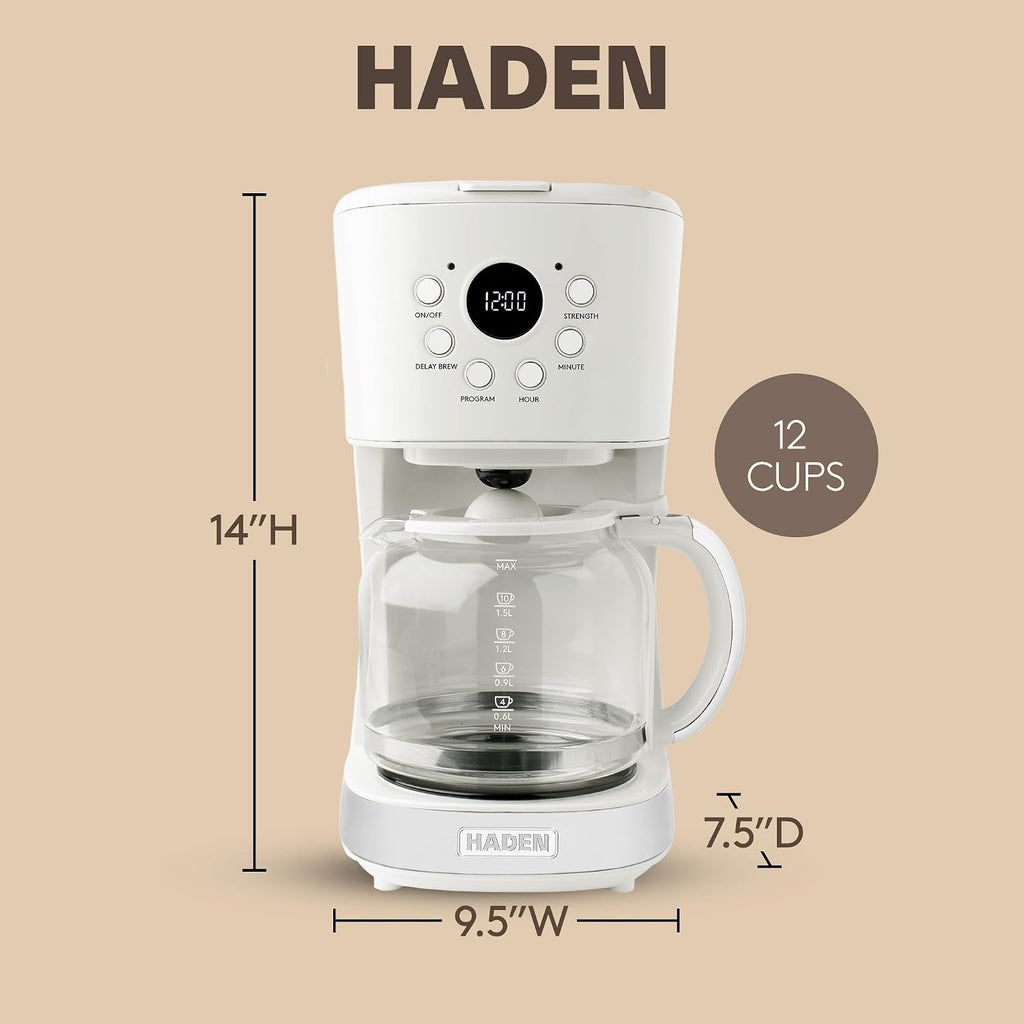 Coffee Machine, 12 Cup Programmable Drip Coffee Maker | with Auto Shut-Off Function and Reusable Washable Water