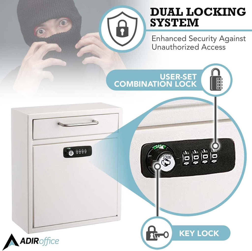 Ultimate Drop Box Wall-Mounted Mailbox - Hanging Secured Postbox - Durable Spacious Key or Combination Lock Box