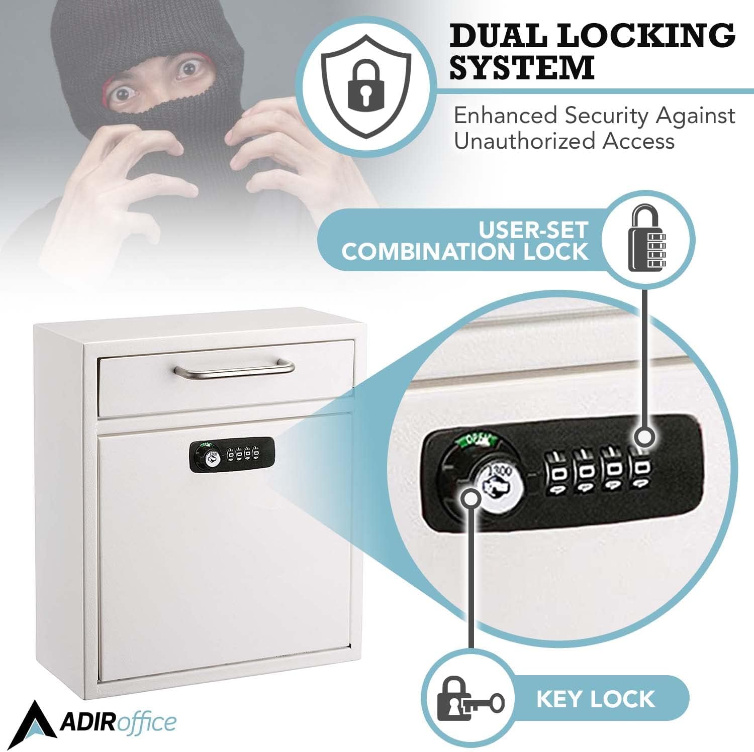 Ultimate Drop Box Wall-Mounted Mailbox - Hanging Secured Postbox - Durable Spacious Key or Combination Lock Box