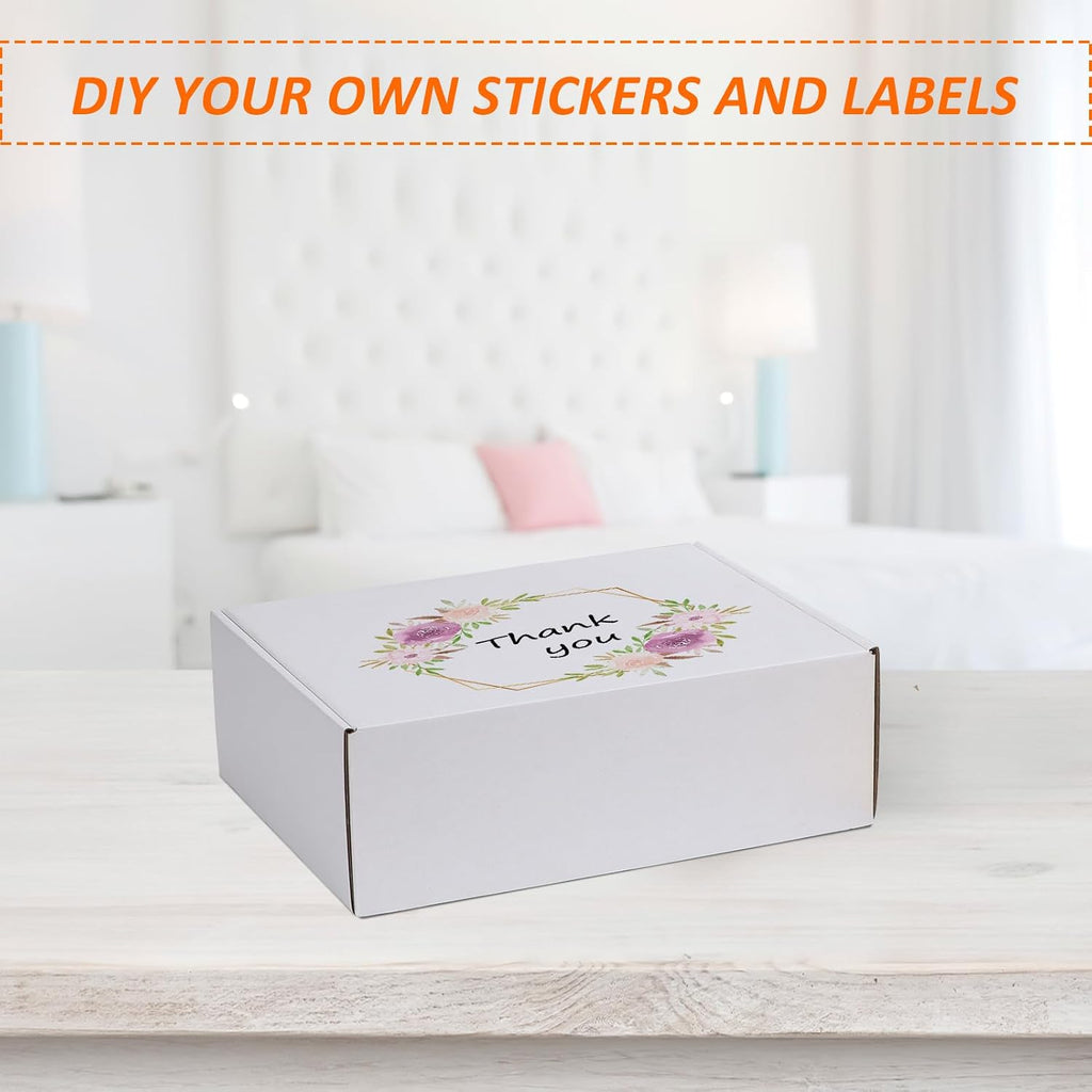 12x9x4 inches Shipping Boxes Set of 6, White Corrugated Cardboard Mailer Box for Packing, Mailing, Small Business