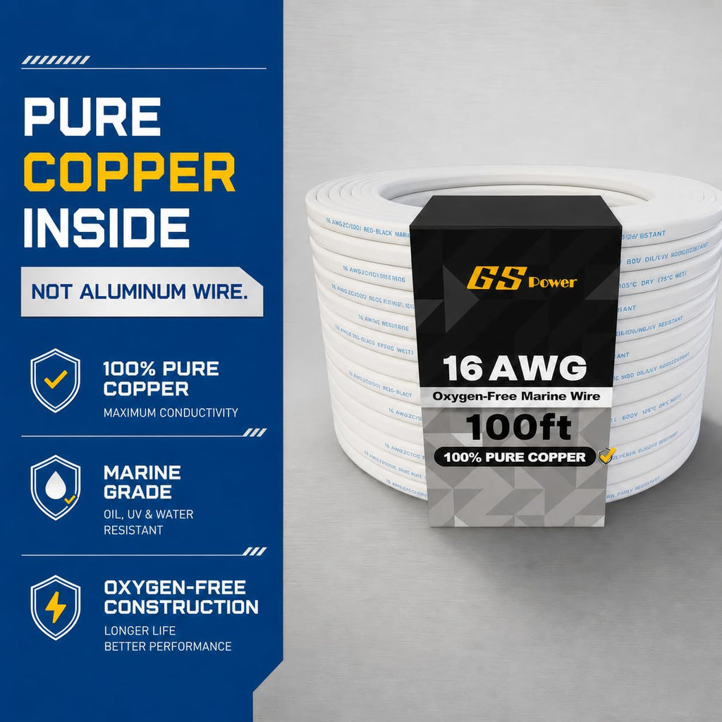 100 Ft Duplex Marine Wire, 16 Gauge Wire, Oxygen-Free Tinned Copper 16 AWG Electrical Boat Wiring, Sheathed Copper