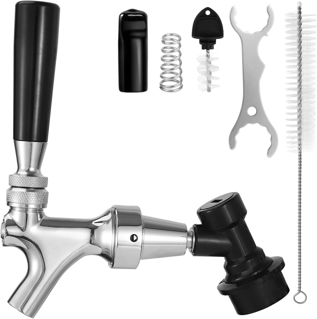 Ball Lock Keg Tap, Self-Closing Beer Faucet for Corny Cornelius Keg | Stainless Core Food Safe, No Leak, Ball Lock