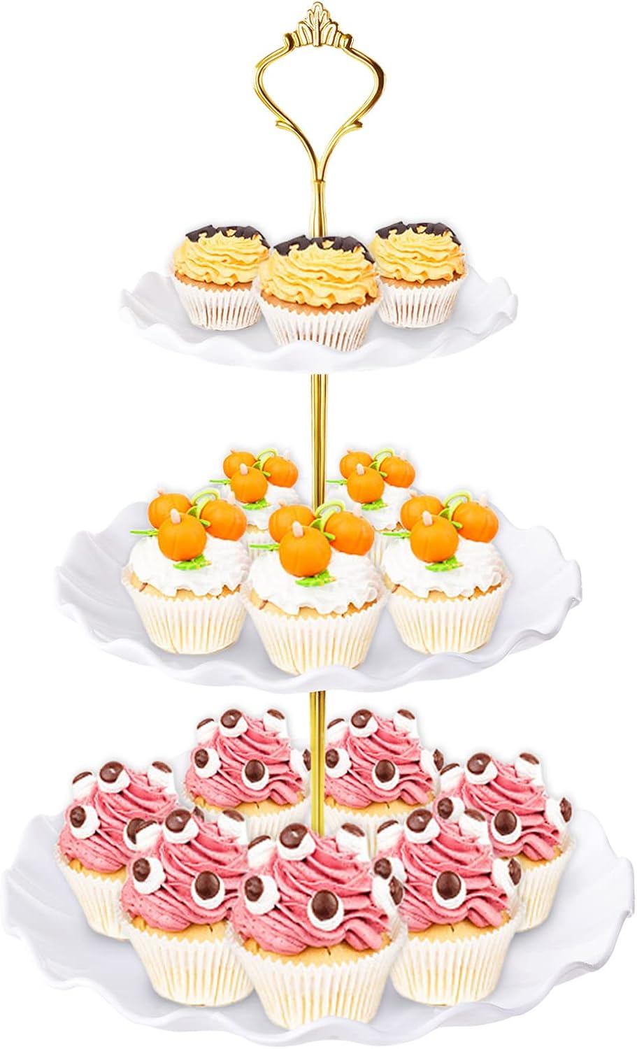 3 Tier Cupcake Stand Holder, Plastic Cup Cake Tower Stand, White