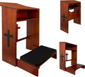 Wooden Prayer Kneeler with Storage Shelf & Cushion - Folding Prayer Bench for Home and Church, Comfortable Kneeling