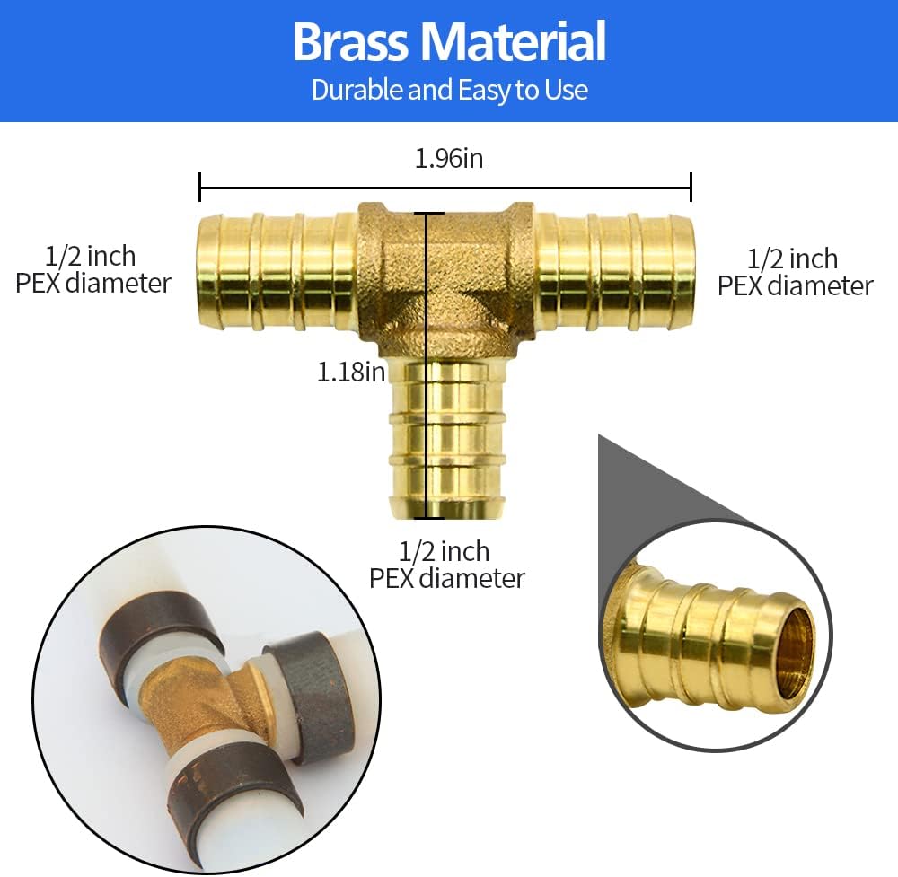 20pcs 1/2" Brass PEX Fitting Combo with Tees"T", Elbows, Couplings