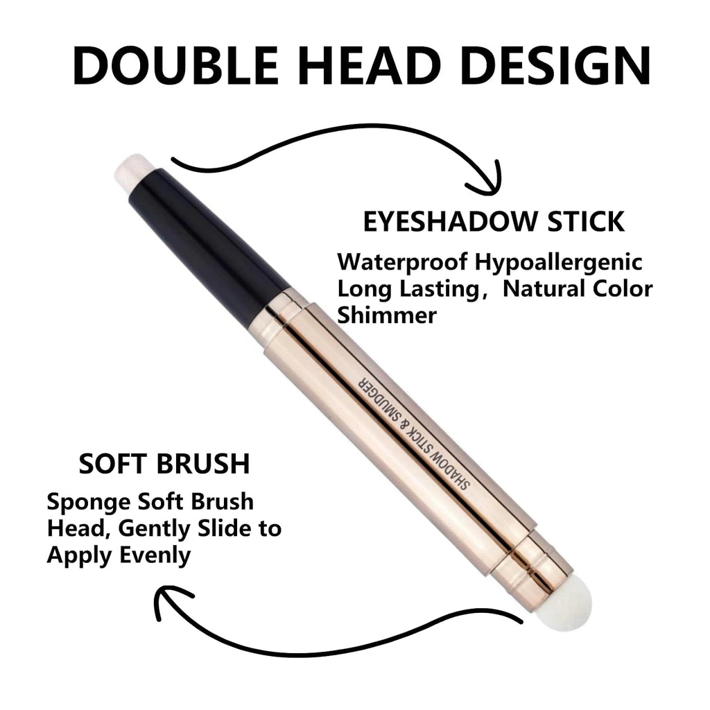 Black Eyeshadow Stick Makeup, Long-Lasting Waterproof Eye Shadow Pencil, Hypoallergenic Smudge-Proof Glitter Primer