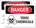 (2 Pack) Toxic Chemicals OSHA Danger Sign 10 Inch X 7 Inch Vinyl Label Decal Sticker Weather Resistant, UV Protected