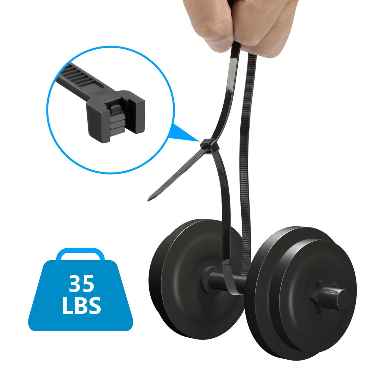Eletoo 8 Inch Black Zip Ties 1200 Pack Cable Ties 35 LBS