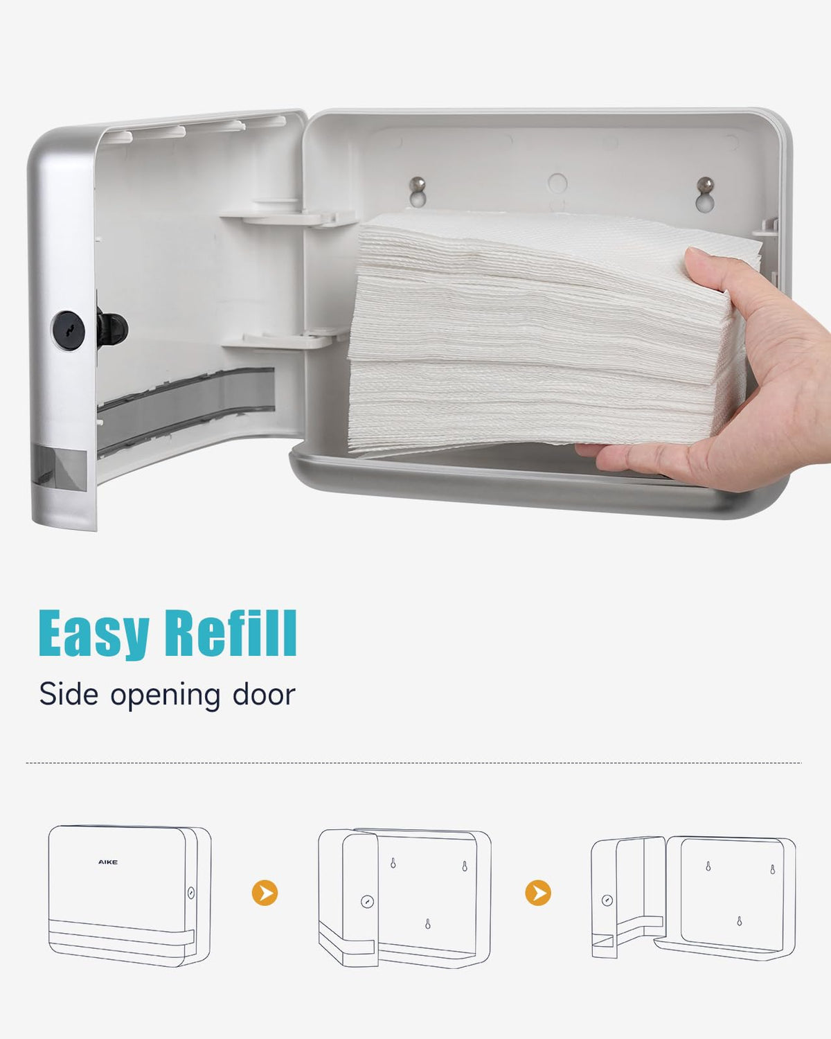 200 Sheets Wall Mount Paper Towel Dispenser,Fit Multifold Paper,Silver