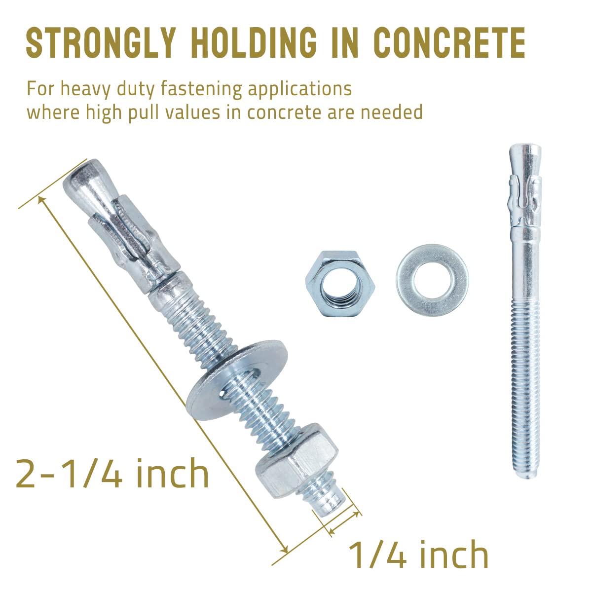 Concrete Anchors, 1/4" x 2-1/4" Stone Expansion Anchor for Blocks