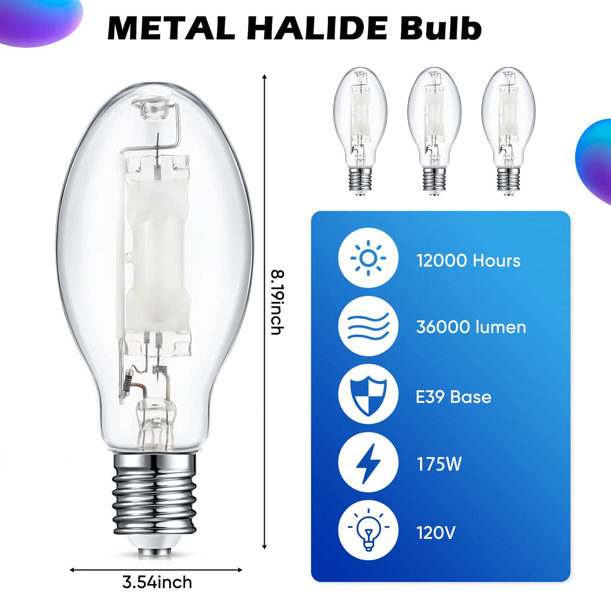 1 Pack 175watts Mh400/u/mog M57 Metal Halide Lamp