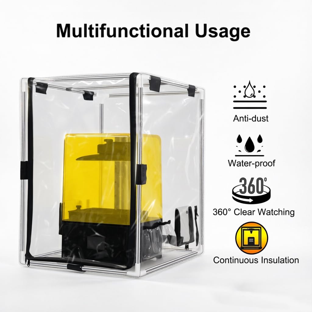 Transparent Enclosure for 3D Printer Resin Printer Enclosure Clear TPU Protective Cover Dustproof Tent With