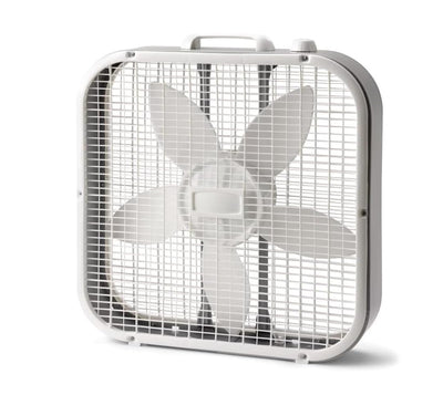 20" Classic Box Fan, Weather-Resistant Motor, 3 Speed Settings, Portable Quiet Cooling Fan for Floor & Window Use, White