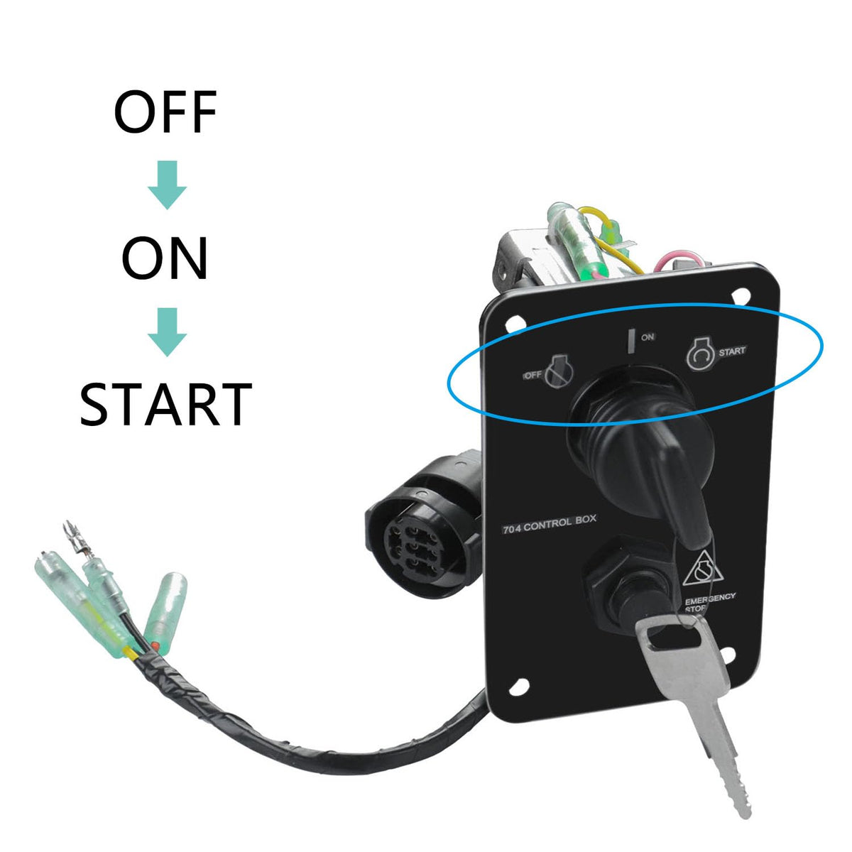 12V Single Key Switch Panel, Marine Engine Ignition Key Panel Assembly