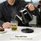 Electric Kettle, 1L/34oz Small Tea Kettle - Jet Black | 800W Fast Boil, 304 Stainless Steel Interior, Double-Wall