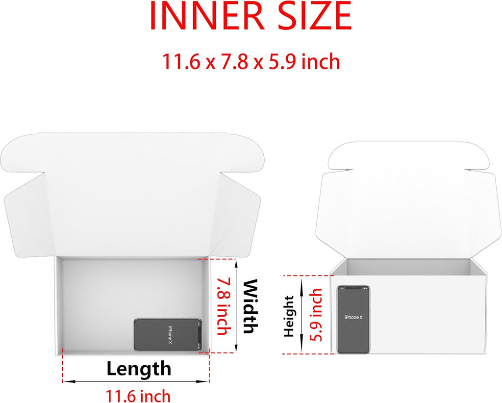 12x8x6 Shipping Boxes Black Mailer Corrugated Cardboard Box Set of 15